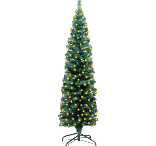 vidaXL Set Albero Natale Artificiale a Metà LED e Palline Verde 120cm