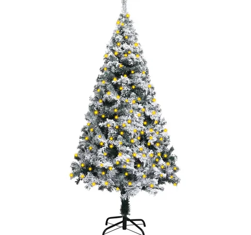 vidaXL Albero di Natale Artificiale con Luci LED e Neve Verde 120 cm