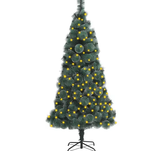 vidaXL Albero Natale Artificiale con LED e Supporto Verde 120cm in PET