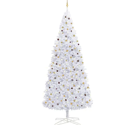 vidaXL Set Albero Natale Artificiale con LED e Palline 400 cm Bianco