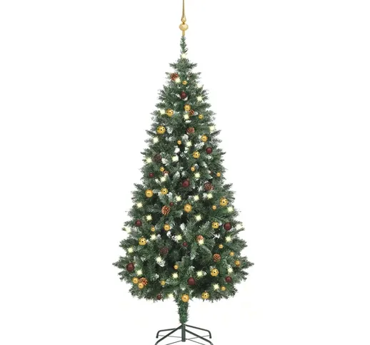 vidaXL Albero di Natale Artificiale con LED e Set Palline 180 cm