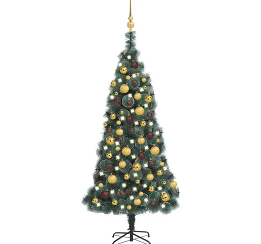 vidaXL Albero Natale Artificiale con LED Palline Verde 120 cm PVC e PE