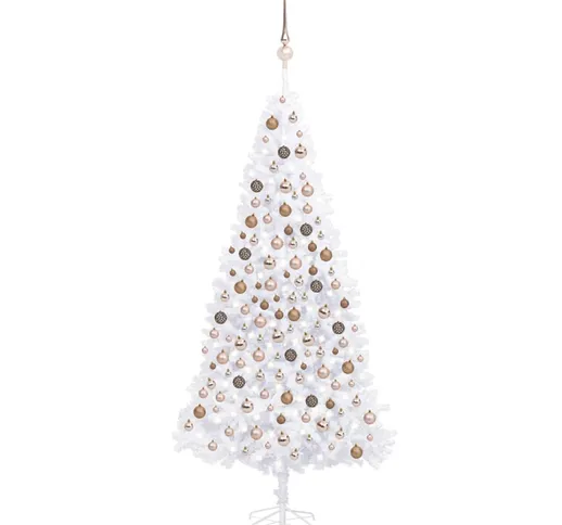 vidaXL Albero Natale Artificiale LED e Palline Bianco 300 cm Bianco
