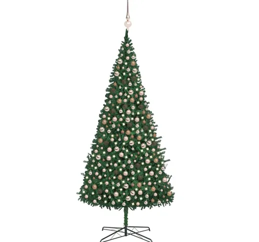 vidaXL Set Albero Natale Artificiale con LED e Palline 400 cm Verde