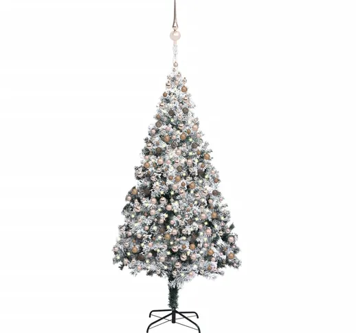 vidaXL Albero di Natale Artificiale con Luci LED e Neve Verde 400 cm