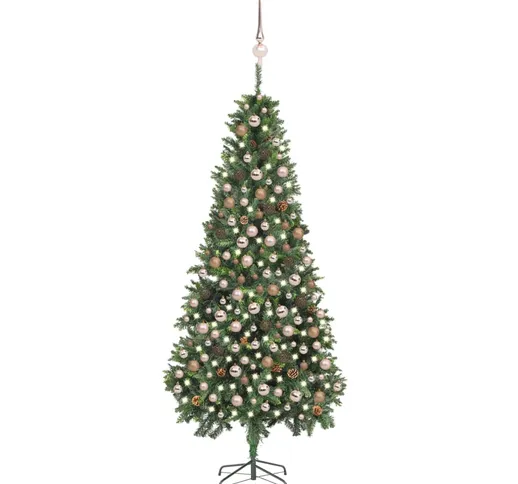 vidaXL Set Albero Natale Artificiale con LED Palline e Pigne 210 cm