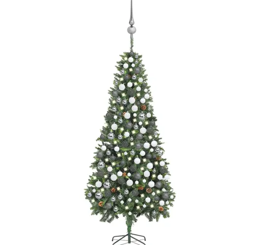 vidaXL Set Albero Natale Artificiale con LED Palline e Pigne 210 cm