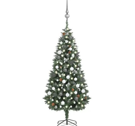 vidaXL Set Albero Natale Artificiale con LED Palline e Pigne 180 cm