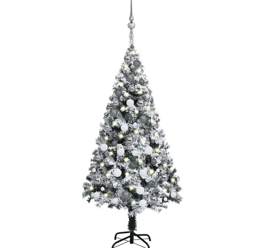 vidaXL Set Albero Natale Artificiale con LED e Palline Verde 120 cm