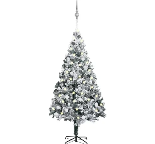 vidaXL Set Albero Natale Artificiale con LED e Palline Verde 180cm PVC