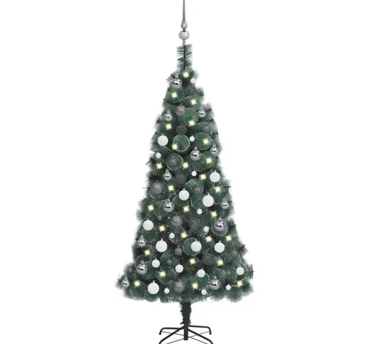 vidaXL Albero Natale Artificiale con LED Palline Verde 120 cm PVC e PE