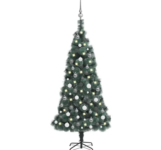 vidaXL Albero Natale Artificiale LED e Palline Verde 150 cm PVC e PE