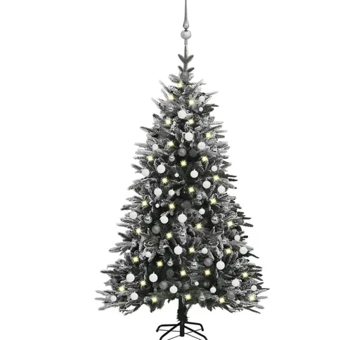 vidaXL Albero Natale Artificiale con LED Palline e Neve 210cm PVC e PE