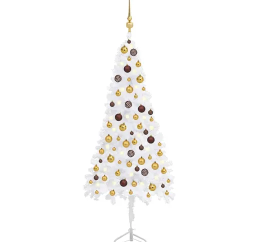 vidaXL Albero Natale Angolare Artificiale LED Palline Bianco 120cm PVC