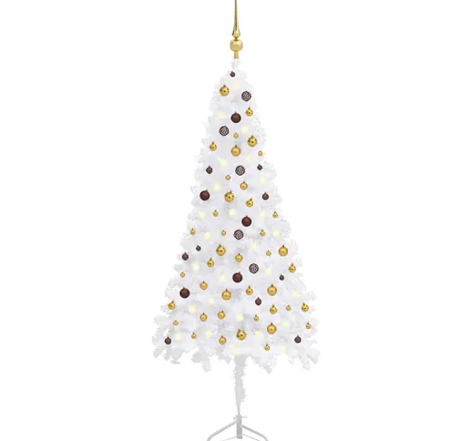 vidaXL Albero Natale Angolare Artificiale LED Palline Bianco 240cm PVC