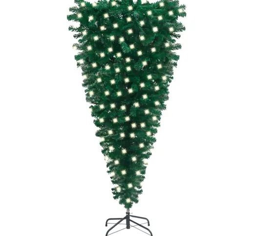 vidaXL Albero di Natale Artificiale Capovolto con LED Verde 180 cm