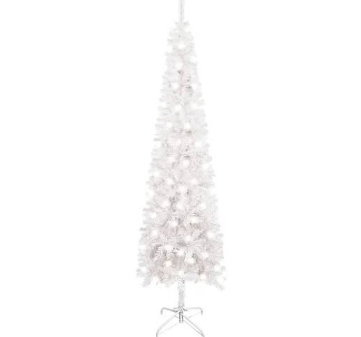 vidaXL Albero Natale Artificiale Sottile con Luci LED Bianco 120 cm