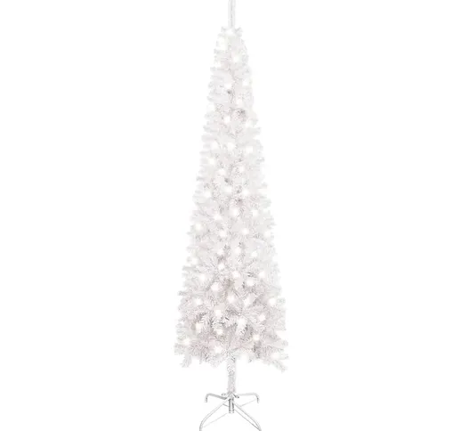 vidaXL Albero di Natale Artificiale Sottile con Luci LED Bianco 180 cm
