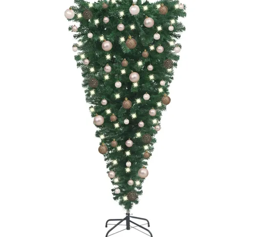 vidaXL Albero di Natale Artificiale Capovolto con LED e Palline 120 cm