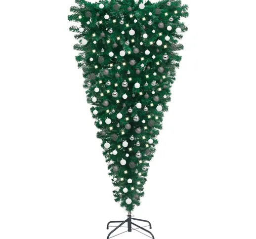 vidaXL Albero di Natale Artificiale Capovolto con LED e Palline 240 cm