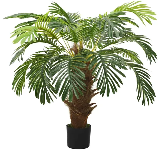 vidaXL Palma Cycas Artificiale con Vaso 90 cm Verde