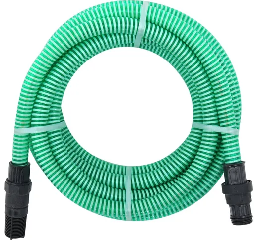 vidaXL Tubo di Aspirazione con Connettori in PVC 7 m 22 mm Verde