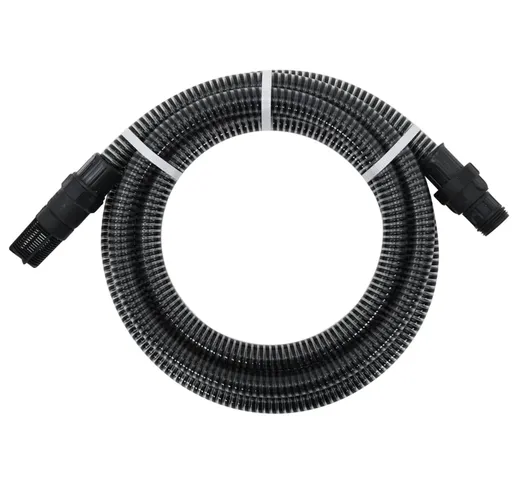 vidaXL Tubo di Aspirazione con Connettori in PVC 7m 22 mm Nero