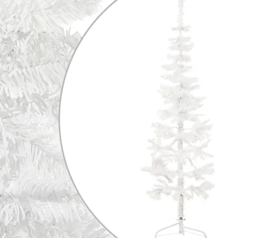 vidaXL Albero Natale Artificiale Sottile a Metà Supporto Bianco 180 cm