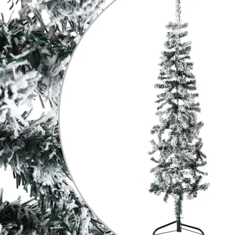 vidaXL Albero Natale Artificiale Sottile a Metà Neve Fioccata 120 cm