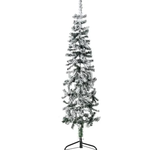 vidaXL Albero Natale Artificiale Sottile a Metà Neve Fioccata 150 cm