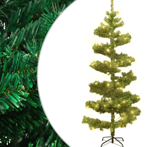 vidaXL Albero di Natale a Spirale con Base e LED Verde 150 cm PVC