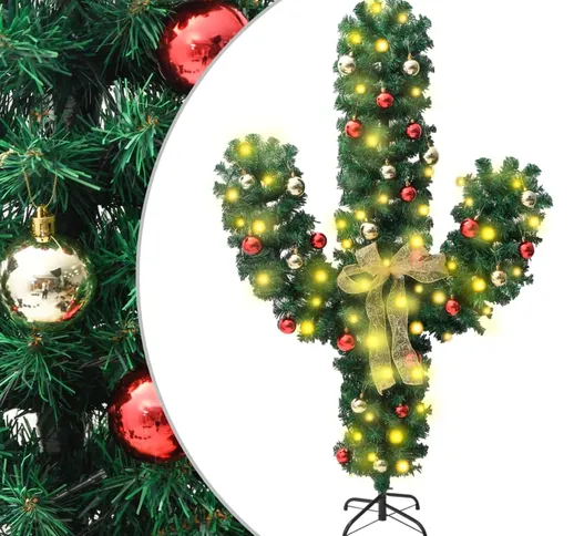 vidaXL Cactus di Natale con Base e LED Verde 150 cm PVC