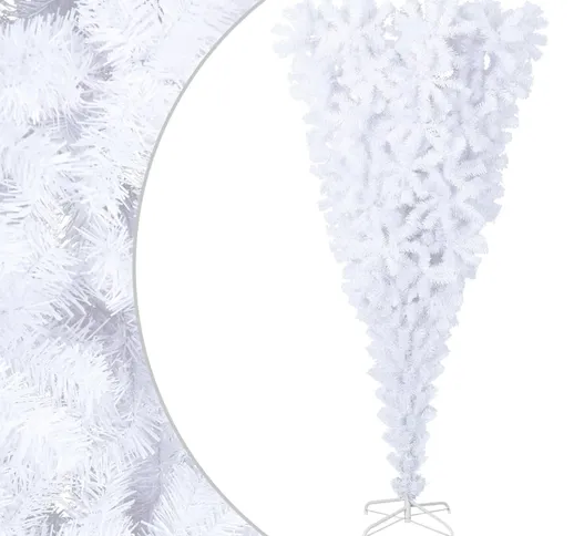 vidaXL Albero di Natale Artificiale Capovolto con Base Bianco 210 cm