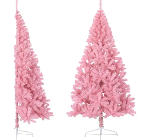 vidaXL Albero di Natale Artificiale a Metà con Supporto Rosa 180cm PVC