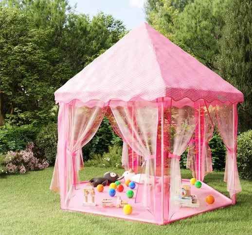 vidaXL Tenda da Gioco Principessa con 250 Palline 133x140 cm Rosa