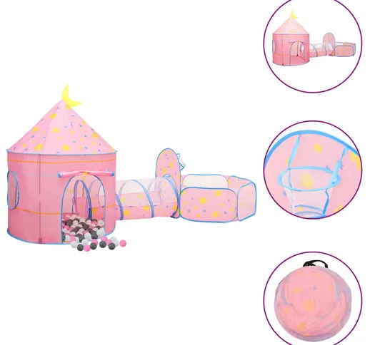 vidaXL Tenda da Gioco per Bambini Rosa con 250 Palline 301x120x128 cm