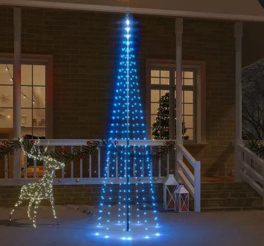 vidaXL Albero di Natale Pennone Blu 310 LED 300 cm