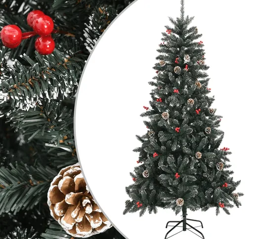 vidaXL Albero di Natale Artificiale con Base Verde 210 cm PVC