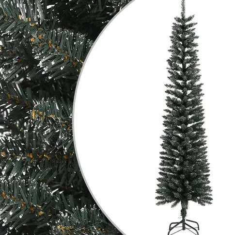 vidaXL Albero di Natale Artificiale Sottile con Base Verde 240 cm PVC