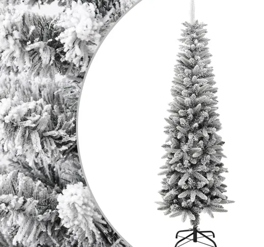 vidaXL Albero Natale Artificiale Sottile Neve Floccata 180cm PVC e PE