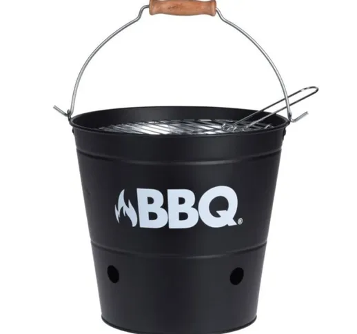 ProGarden Griglia a Secchiello per Barbecue BBQ 26 cm Nero Opaco