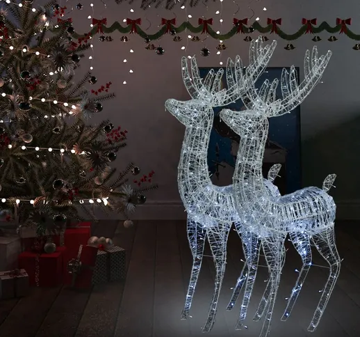 vidaXL Renne di Natale XXL in Acrilico 250 LED 2pz 180cm Bianco Freddo