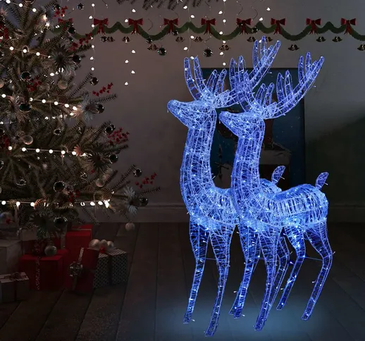 vidaXL Renne di Natale XXL in Acrilico 250 LED 2 pz 180 cm Blu