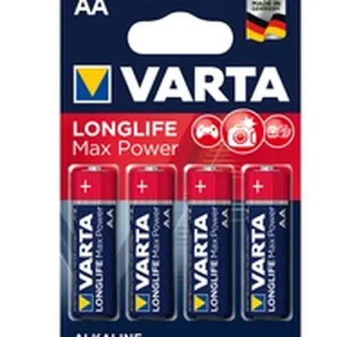 Longlife Max Power, Batteria Alcalina, AA, Mignon, LR6, 1.5V, Blister da 4, Made in German...