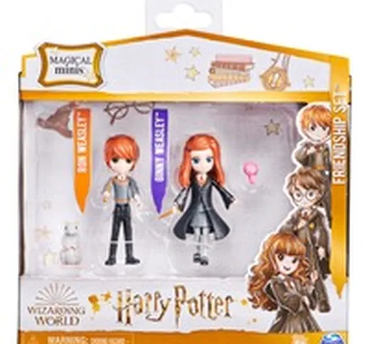 Set Amicizia Ron e Ginny Weasley con mascotte, bambole articolate 7.5cm, Gioco figura