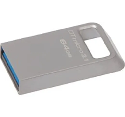 DataTraveler Micro 3.1 64GB unità flash USB USB tipo A 3.2 Gen 1 (3.1 Gen 1) Metallico, Ch...