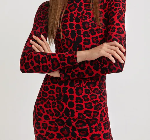 Vestito corto slim leopardo - RED - S
