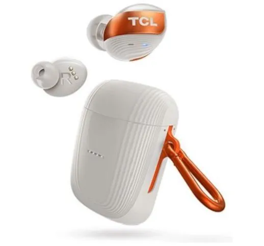 Tcl actv 2500tws auricolari bluetooth 5.0 con custodia di ricarica wireless bianco arancio...