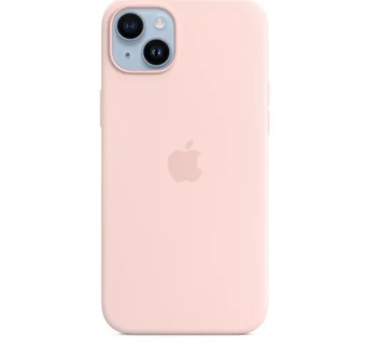  iphone 14 plus cover con magsafe in silicone rosa gesso