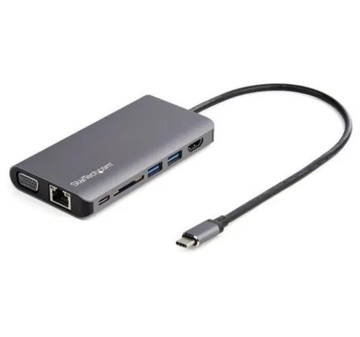 Startech.com adattatore multiporta usb-c hdmi/vga pd sd ethernet audio e microfono cavo in...